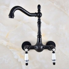 Black Oil Rubbed Brass Kitchen Faucet Bathroom Sink Mixer Tap Wall Mount fnf861