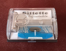 Rasoio di sicurezza Gillette Fat Boy E-4 doppio bordo in scatola originale con custodia lama blu