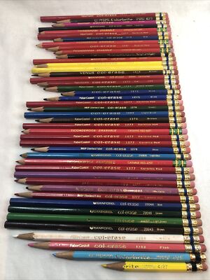 Lot of 44 Vintage Erasable Colored Pencils Faber-Castell Col-Erase