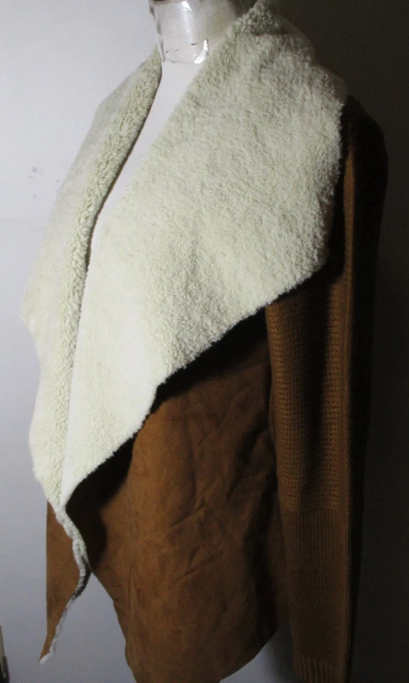 Cárdigan suéter envolvente de cuero sintético marrón MADISON & LOLA talla M nuevo con etiquetas Foto 4 de 4