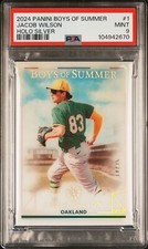2024 PANINI JACOB WILSON BOYS OF SUMMER HOLO SILVER #14/25 #1 PSA 9 MINT