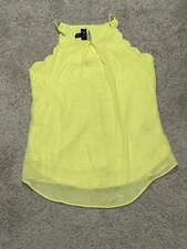 BCX Womens Shirt Size Small Yellow Strappy Lightweight Flowy Classic Scalloped
