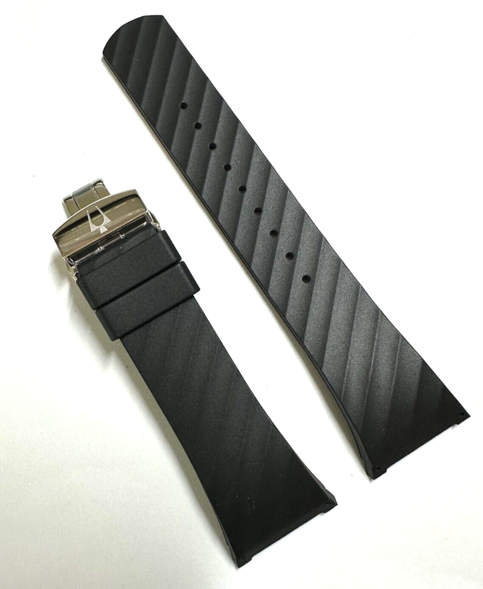Original Bulova CURV 98A161 98A162 Black Rubber Watch Band Strap