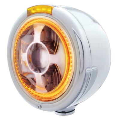 Half Moon LED Projection Headlight & LED Turn Signal - Stainless