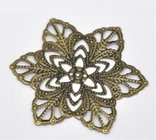 Pkg of 30 FLOWER Antique Bronzed FILIGREE WRAPS 2-1/4" 57mm  14283 