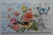 Cotton Fabric - Flowers, Bird, Butterfly 1 Piece 6 1/4" Tall x 10" Wide