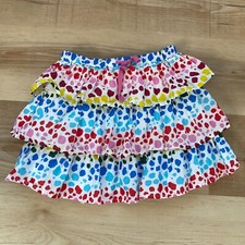 Mini Boden Girls Tiered Ruffle Rainbow Lepoard Polka Dot Skirt Size 6-7 Years