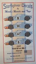 1/24 Starfighter Decals 2409  Ford GT Mk 1  John Wyer Gulf 1968-9 LeMans Winners