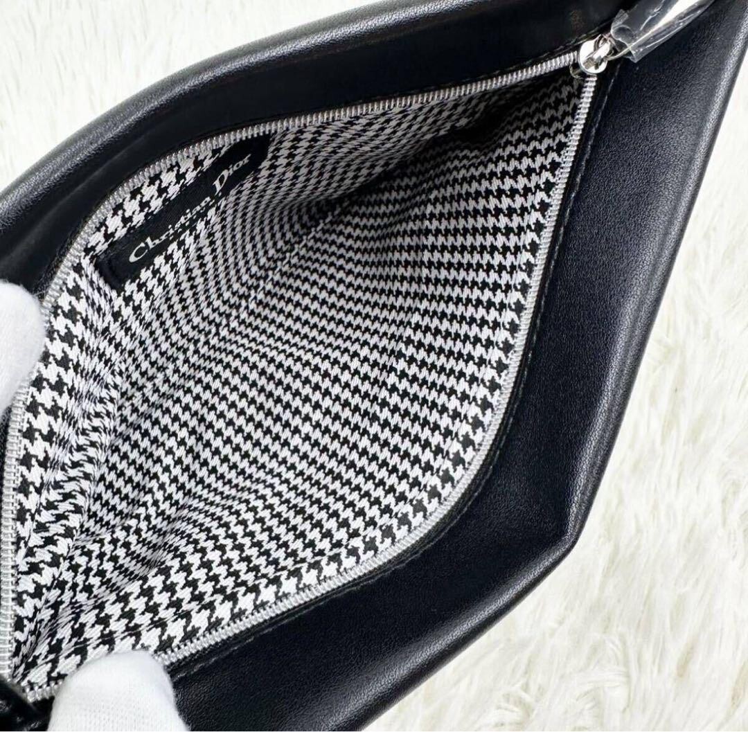 Christian Dior Clutch Pouch leather black bag Houndstooth NIB | eBay