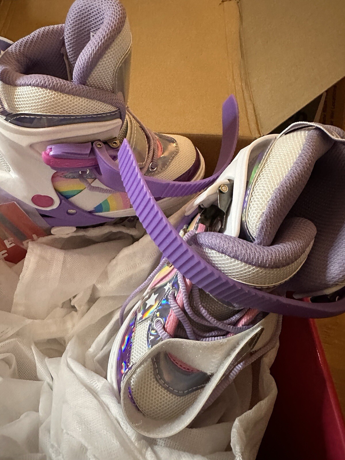 SULIFEEL Rainbow Stars Inline Skates Purple Small Size 28-31 (13.5-2 US)NEW OPEN