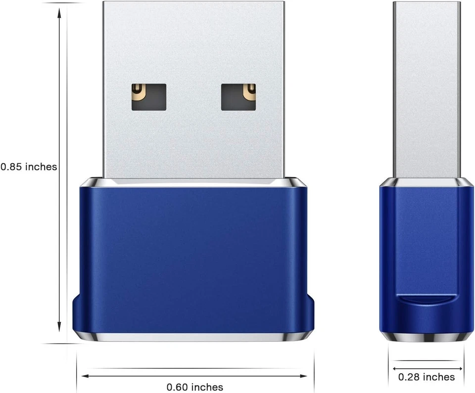 USB C Female to USB Male Adapter Type C to USB USB-C to A Converter- 2Pk, Blue - Image 4 of 4