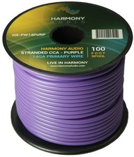 Harmony Car Primary 14 Gauge Power or Ground Wire 100 Feet Spool Purple Cable