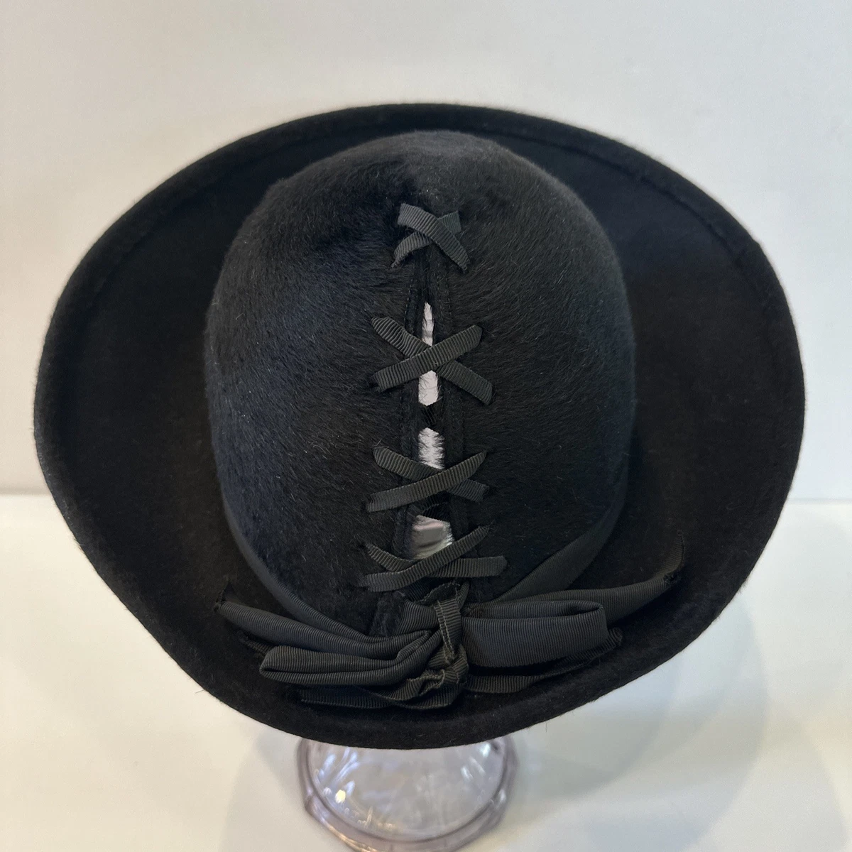 VTG 1940s-50s Rare Black Beaver Fur Cloche Hat Louis Originals California Italy Antique Beaver Fur Top Hat c.1920-1940 | S16 Home main image 4