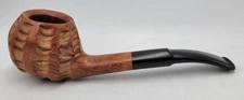 Edward's Algerian Briar Pipe Brown Carved Finish w/ Curved Black Tip (UNSMOKED)