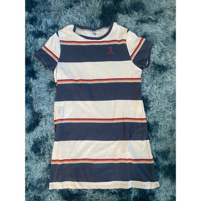 Junk Food Atari Striped T-Shirt Dress Retro Gamer Graphic XXL