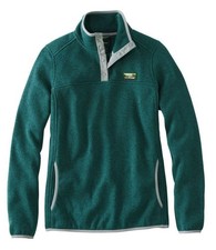 LL Bean Women  s Quarter Snap Dark Green Sweater Fleece Pullover Size XL 99 NWT
