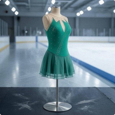 Figure Skating Dress Keyhole Front Sleeveless Skating Dress Easy Care