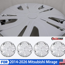 For 2014-2026 Mitsubishi Mirage 14 Chrome Hubcaps Set Of 4 Snap-on Wheel Covers