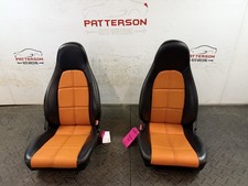 99-00 Mazda Miata Front Driver Passenger Black Orange Leather Seats