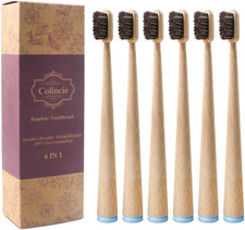 Horse Bristle Bamboo Toothbrush Manual Toothbrush None Plastic Nylon 6 Pieces 6