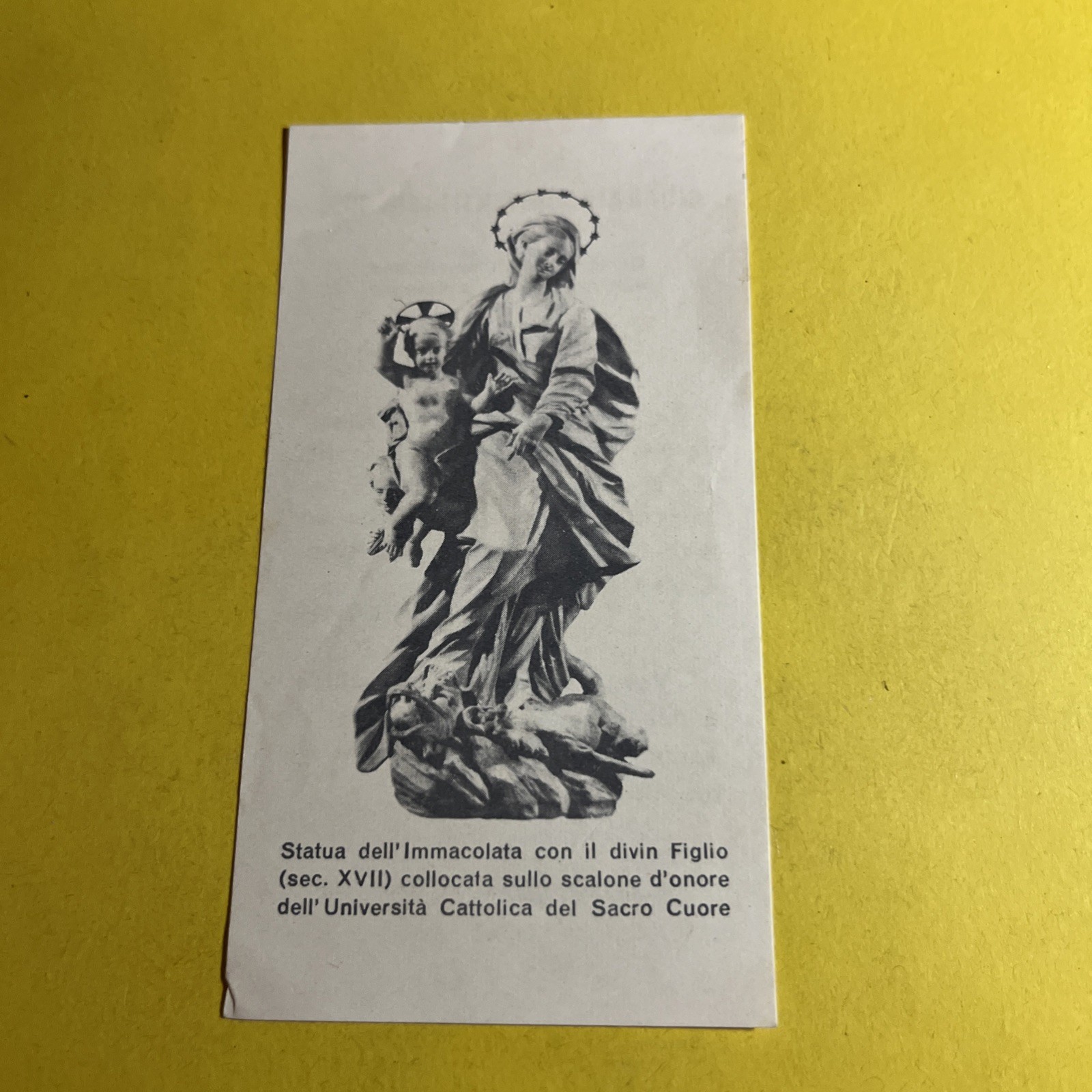 STATUA IMMACOLATA DIVIN FIGLIO GIORNATA UNIVERSITARIA 1958 SANTINO PREGHIERA