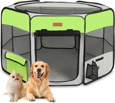 Portable Dog Playpen, Foldable Pet Play Pen for Puppy Cat, Green Pop  Up Dog