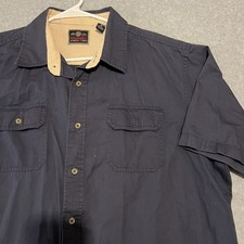Wrangler Button Down Work Shirt Mens Size XL Blue Short Sleeve
