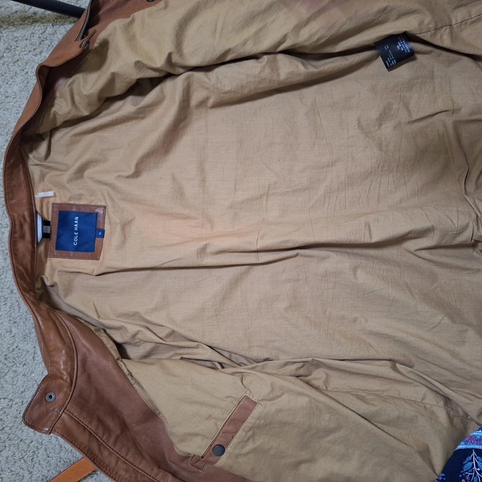 Chaqueta Bomber COLE HAAN PIEL DE CABRA Para Hombre Motociclista Talla XL Foto 3 de 4