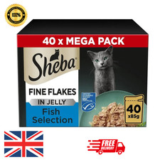 40x85g Sheba Fine Flakes in Jelly Fish Collection Wet Cat Food Pouches AdultCat 5.67 per kilo