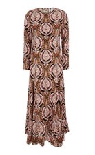 Farm Rio Pineapple Jewelry Maxi Dress Long Sleeve Boho Print Size Small NWOT