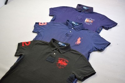 Ralph Lauren Polo Shirt 3x Hemd Vintage New York Big Pony Used Distressed Gr. L