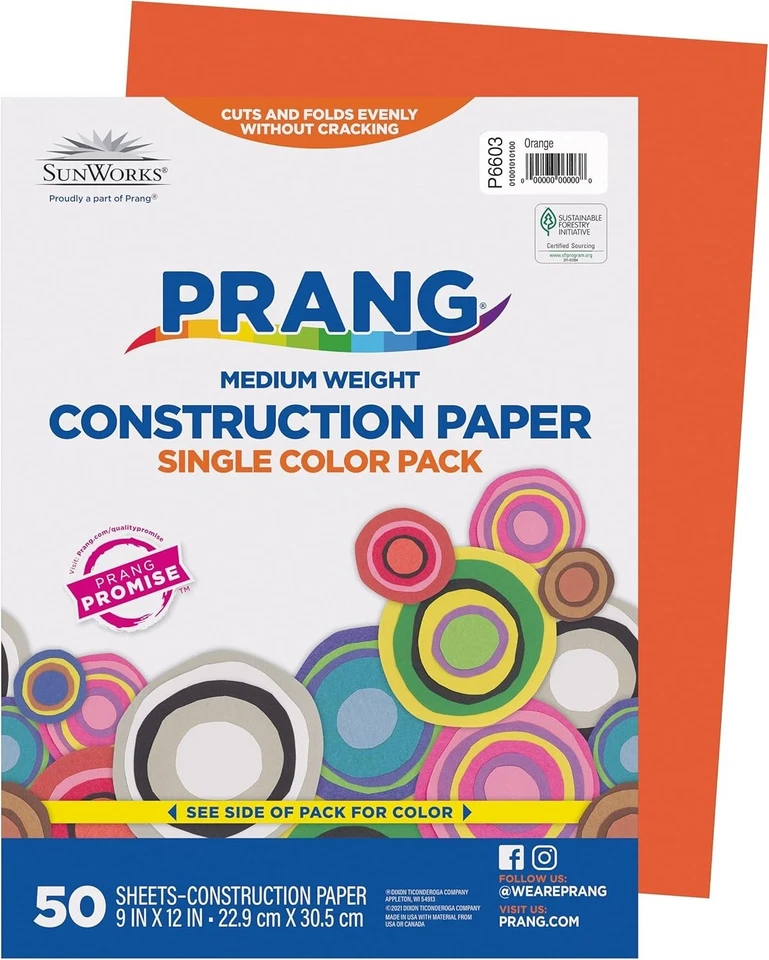 Papel de construcción naranja confiable 9" x 12" - 50 hojas de Dixon Ticonderoga Foto 3 de 4