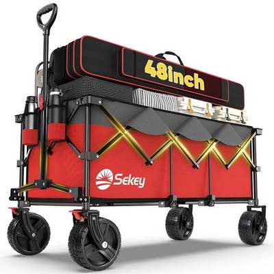 Sekey 48''L Collapsible Foldable Extended Wagon with 660lbs Weight Capacity  [t]