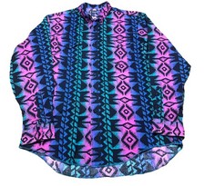 Vintage Wrangler Mens Western Aztec Cowboy Cut Button Up