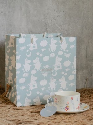 Moomin Bone China Tea Cup & Saucer Set Gift Box & Gift Bag Lotus Blue