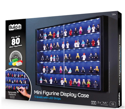 Minifiguren Vitrine Display Case mit LED Licht für LEGO  5 Ebenen bis 80 Figuren