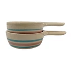Vintage McCoy Pottery Pink/Blue Stripe Soup Bowl with Handle #874 USA Lot of 2