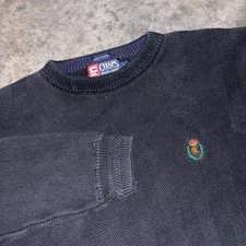 Vintage Chaps Ralph Lauren Sweater Men Large Black Cotton Tight Knit Hand Framed