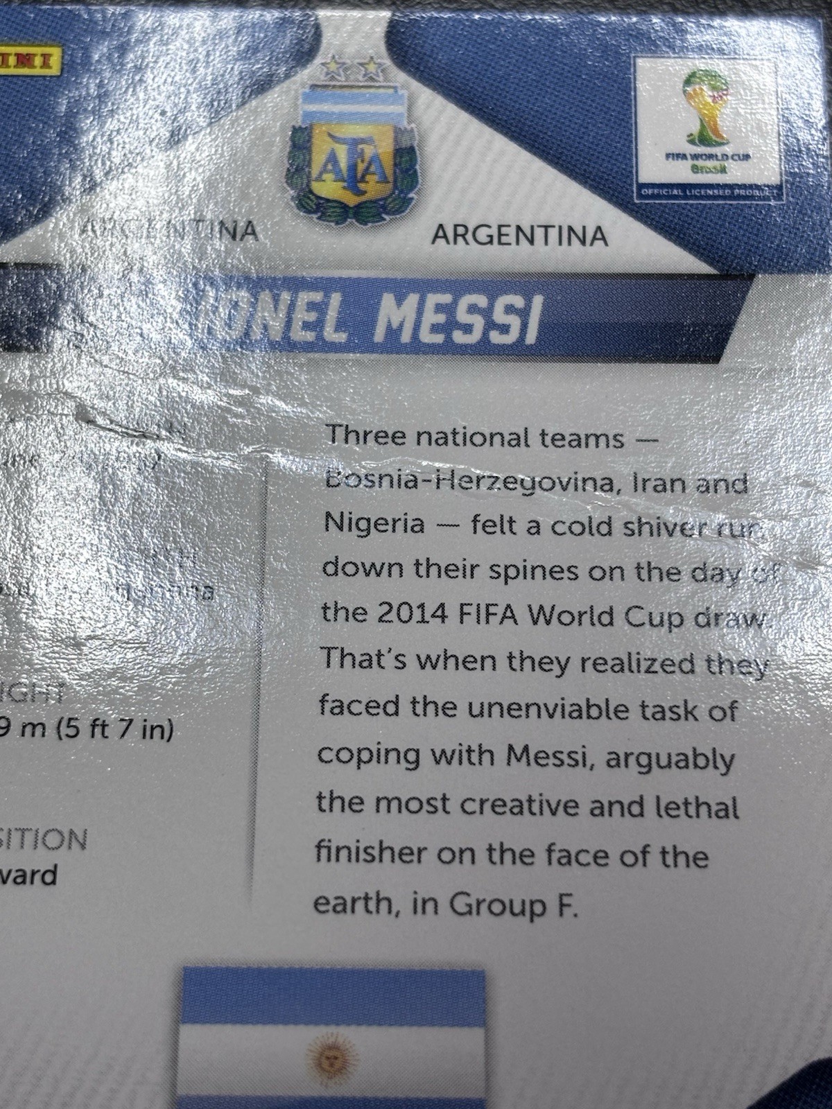 2014 Panini Prizm World Cup Lionel Messi #12 - - Card Has Crease - - See Photos view 4