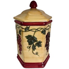 Cookie Jar Handmade For Nonnis Hexagon-shaped Biscotti Tuscany Grape Vines Cookie Jar Handmade For Nonnis Hexagon-shaped Biscotti Tuscany Grape Vines