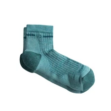 Wide Open Single Stripe Midweight Quarter Women's Socks, Light Teal, Small