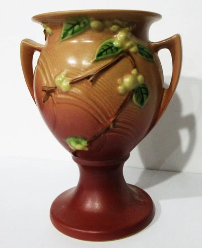 🌸 Vintage Roseville 8.25" Pink Snowberry Art Pottery Urn Vase 1UR-8