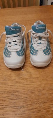 Vintage Dexter Damen Bowlingschuhe weiß & schillernd blau Größe UK 3 US 5,5