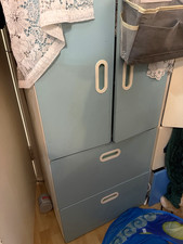 Blue Freestanding Wardrobe, Solid/Plain, 2 Doors 2 Drawers, Adults