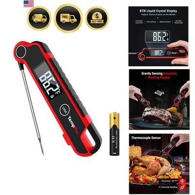 Instant Read Meat Thermometer Digital, Cooking Thermometer with Large Auto-Ro...