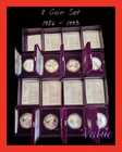 Set Of (8) 1986 to 1993 Proof Silver Eagles w/OGP & COA