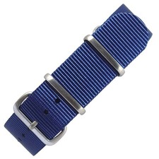 Black Military Nylon Watch Strap Ballistic Band 20mm Navy / Brushed Japan