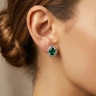 Shinning Vivid Green Emerald Rare 2Ct 925 Sterling Silver White Gold Earrings
