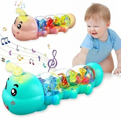 Cute Caterpillar Style Baby Crawling Toy with Lighting, Music and Automatic Stee