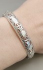 Fillagree Sterling Silver .925 Cuff Leaf Bracelet 6"